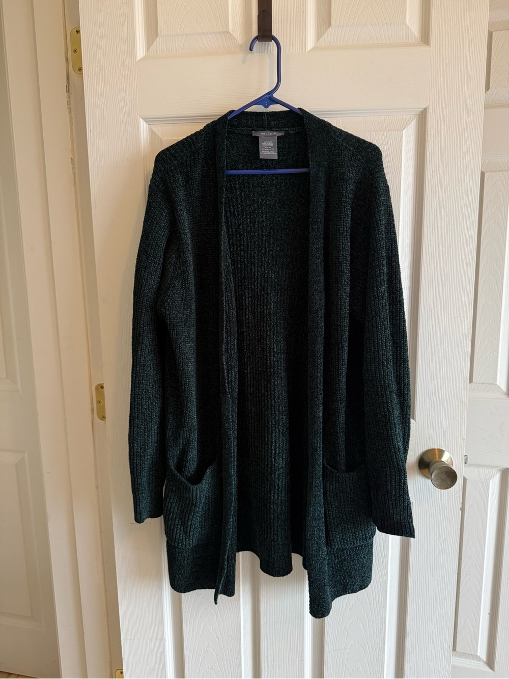 Matty M Forest Green Open-Front Ribbed Cardigan